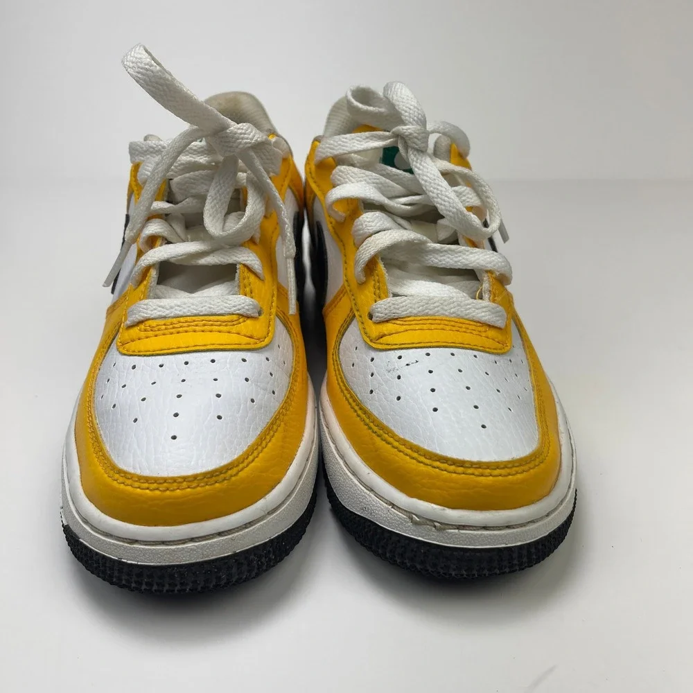 Nike Sneakers Kids 4Y Air Force 1 Low Yellow White Green Black Leather EUC